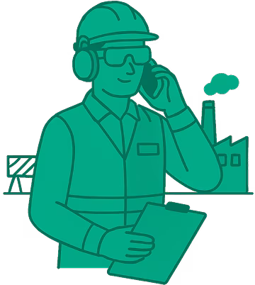 Ilustración de un ingeniero hablando por teléfono